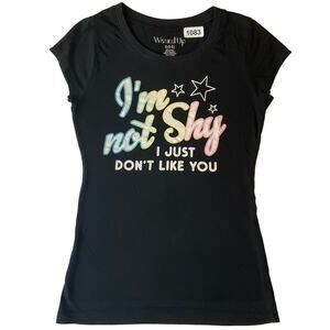 Wound Up Women’s Short Sleeve T-shirt size S (3-5), Black, I Just Don’t Like You